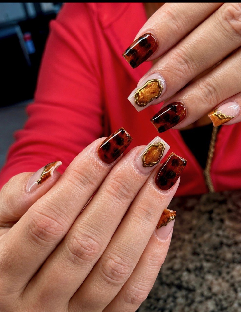 Brown nail design at La Bella Nail and Spa