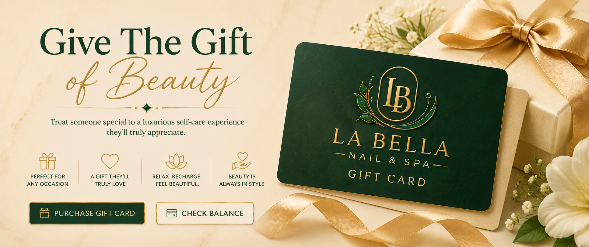 La Bella Nail and Spa gift cards — give the gift of beauty
